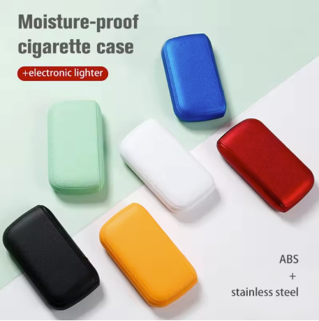 USB-Rechargeable Leather Cigarette Case with Built-In Electric Lighter